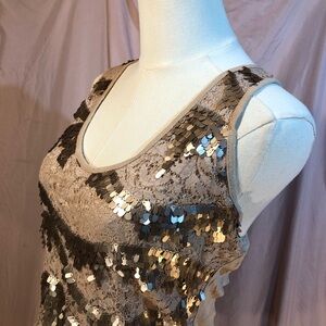 Rue21 Beige Lace Sequin Sleeveless Tank Shirt Size Medium Large